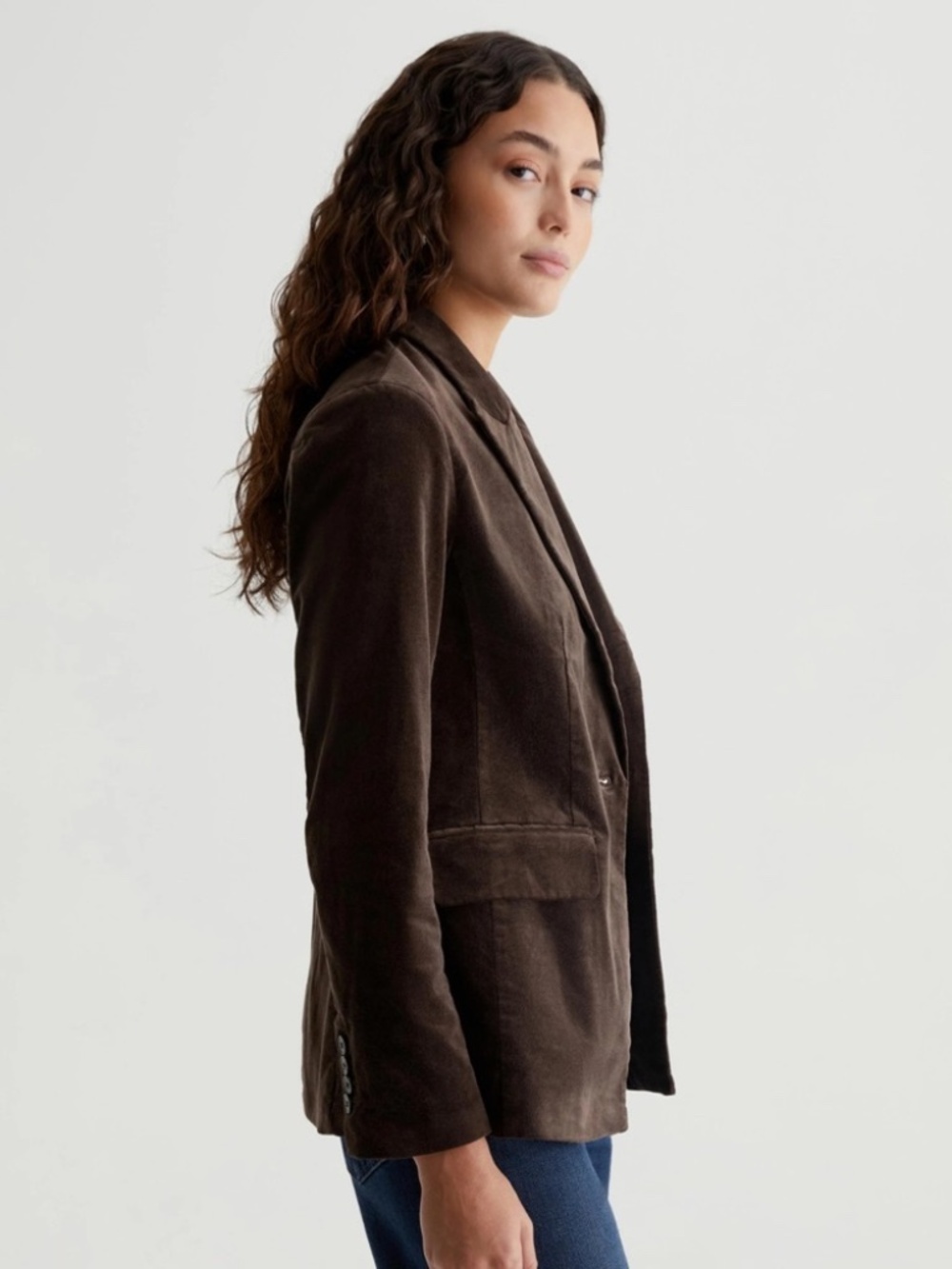 MNG CHOCOLATE BROWN CORDUROY BLAZER SIZE L